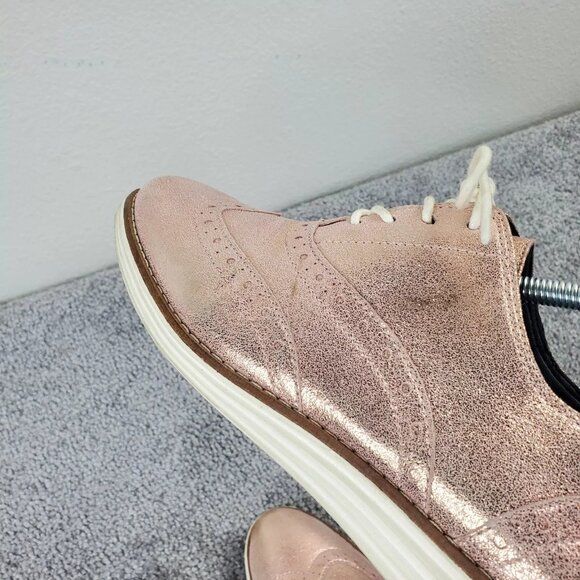 Cole Haan Original Grand Womens 6.5 Shoes Wingtip Oxford Sneaker Metallic Pink - Picture 8 of 10